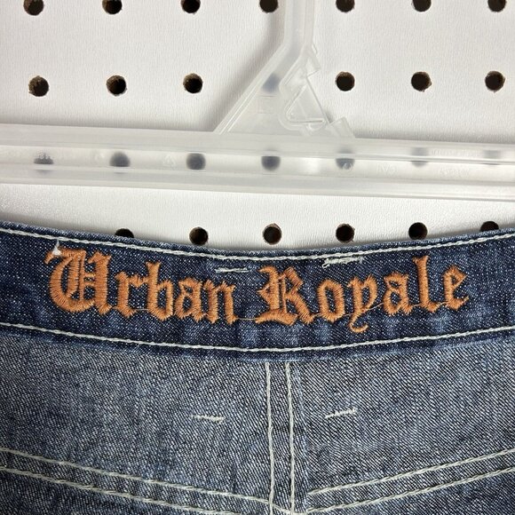 Y2K Stitched Baggy Jean Shorts Sz 38 Colorful COOGI STYLE Jorts Wide Leg Skate - Picture 6 of 7